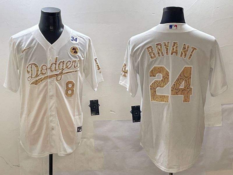 Men Los Angeles Dodgers 24 Bryant White Fashion Game 2025 Nike MLB Jersey style 30612